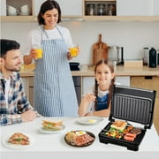 3-in-1 Electric Panini Press&Grill, Sandwich Maker,4 Slice Stainless Steel Panini Press Grill, Non-Stick Sandwich Press Maker with Removable Drip Tray for Any Thickness Sandwich, Burgers, Steak