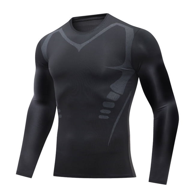 Traje de fitness elástico para hombre, traje de baloncesto ajustado, traje de entrenamiento deportivo de manga larga para correr que absorbe la humedad