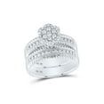 thumbnail image 2 of 14kt White Gold His Hers Round Diamond Cluster Matching Wedding Set 3/4 Cttw, 2 of 4