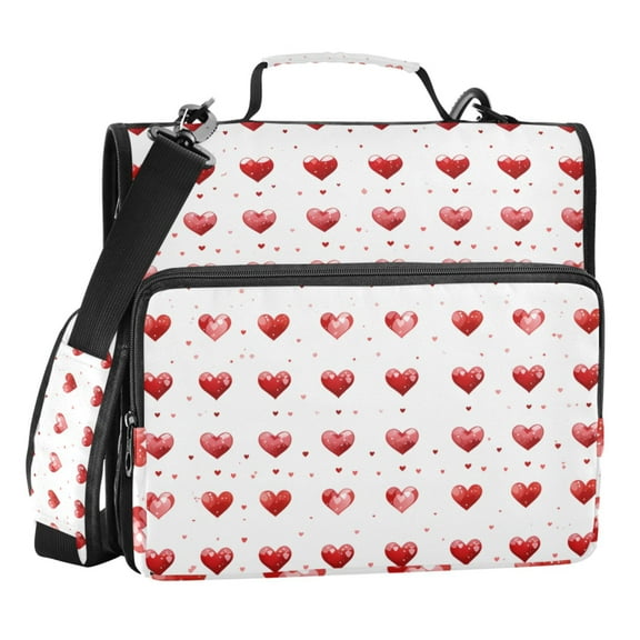 ALAZA Zipper Binder Love Heart 3 Ring Trapper Keeper File Folder Organizer Bag