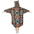 thumbnail image 2 of FORMRS Wearable Blanket Hoodie with Sleeves for Kids Cozy Flannel Sweatshirt, Blue Geometric, 2 of 7