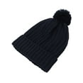 thumbnail image 2 of Premium Ribbed Knit Solid Color Winter Beanie Hat w/ Pom Pom, 2 of 4