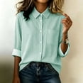 thumbnail image 5 of Women's Striped Button Down Shirt Long Sleeve Business Dressy Casual Blouses Classic Collared Work Outfits Clothes, 5 of 9
