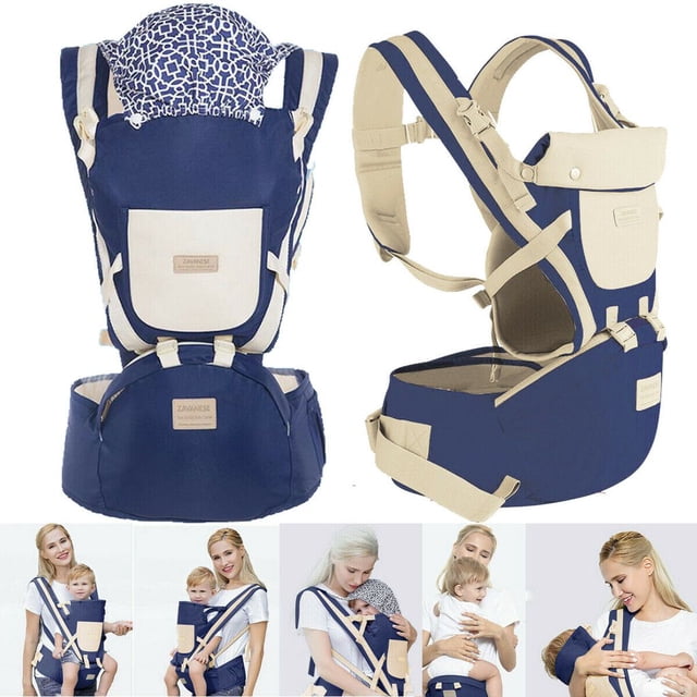 Portabebés ergonómico 9 en 1, portabebés para el estómago, portabebés para la espalda, 4 posiciones de transporte para recién nacidos, color azul oscuro