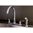 thumbnail image 2 of Kingston FB7791NFLSP NuWave French Two-Handle 4-Hole 8" Centerset Kitchen Faucet with Side Sprayer in Polished Chrome, 2 of 5