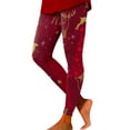 thumbnail image 1 of Zhanying Leggings à Motif de Noël Grande Taille Esprit des Fêtes Légers Collants Rayés Noirs et Rouges Grande Taille Rouge G, 1 of 5