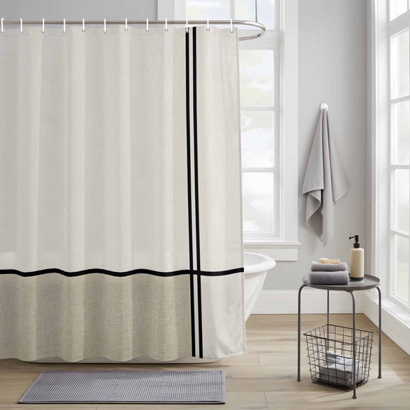 Bathroom Shower Curtain Abstract Modern Minimalist Art Waterproof Shower Curtains with Hooks, Lines Color Burlap Splicing Bath Curtains Bathtub Curtain Home Decor 36x72in