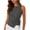 Gray, variant on Womens Linen Cotton Crop Tank Tops Casual Side Tie Wrap Sleeveless Ruched Boat Neck Shirts Trendy Summer Beach Going Out Tops