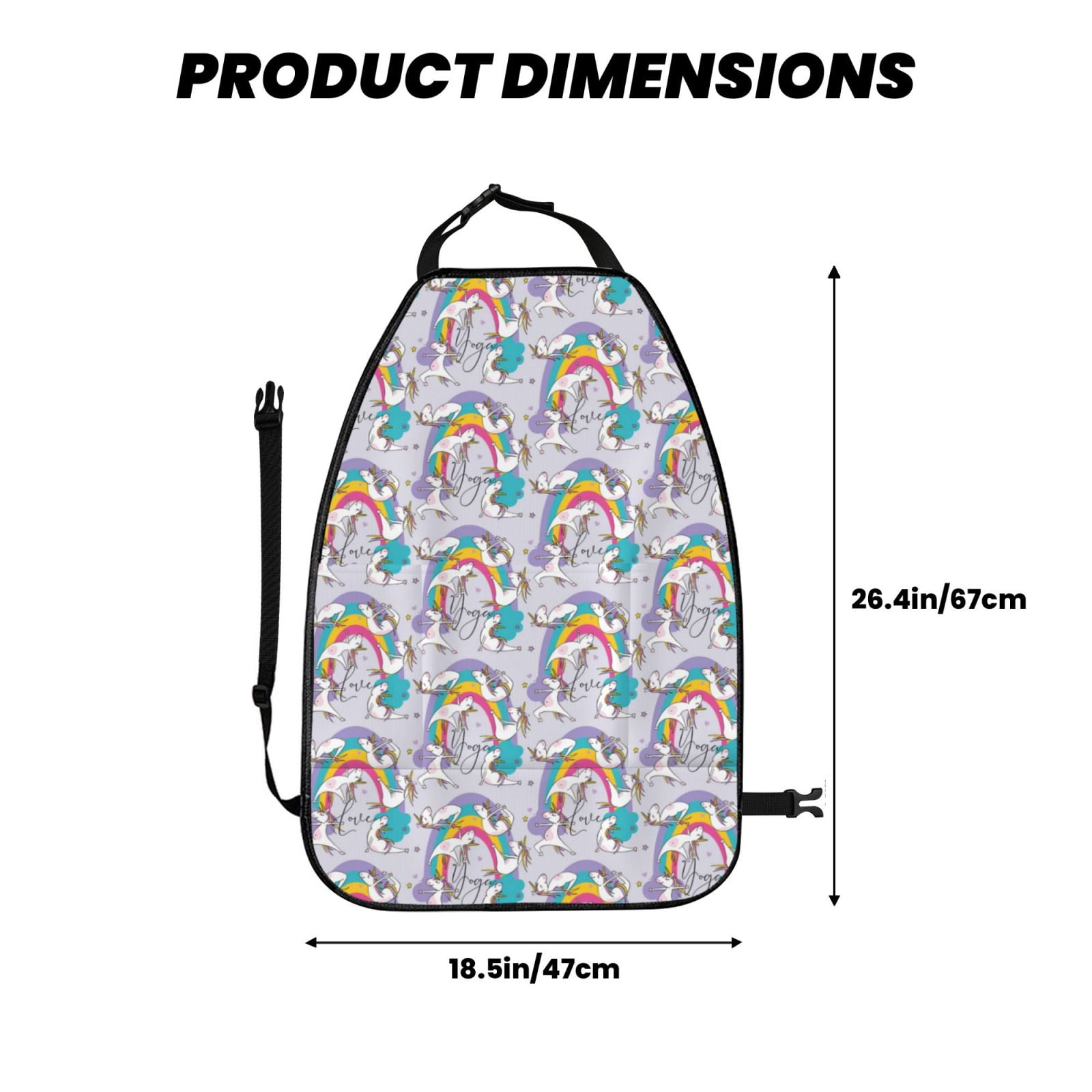 Xecao Unicorn DoingYoga Pattern Car Seat Back Protector 2 Pack Large Capacity Pocket, Kick Mats Back Seat Protector