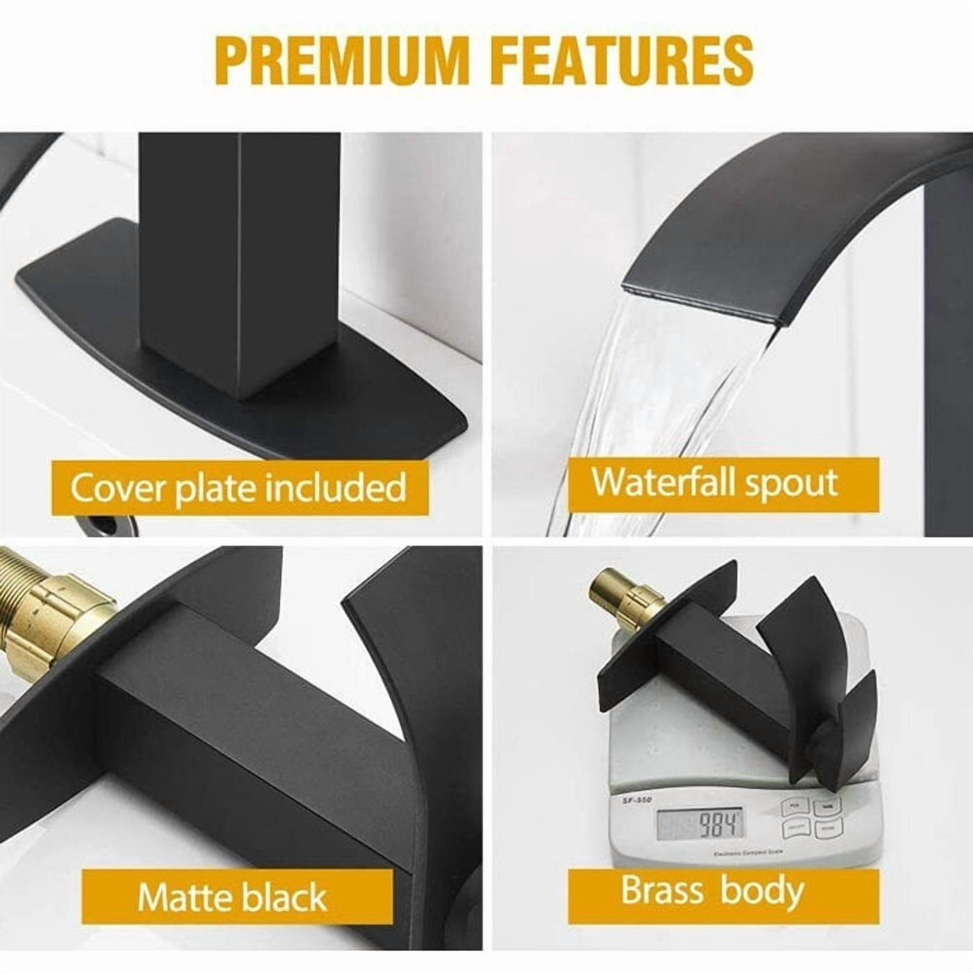 Black Bathroom Basin Sink Faucet 1Hole Single Handle Vanity Mixer with Drain