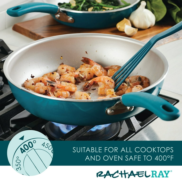 Rachael Ray 13-Piece Create Delicious Aluminum Nonstick Cookware Set, Teal  Shimmer 