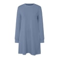thumbnail image 4 of yocbz Birthday Dresses for Women Long Sleeve Dress for Women Crew Neck Tunic Dress with Pockets Blue,Size for S, 4 of 5
