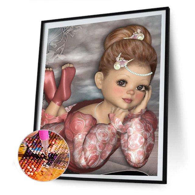 Cuadros Decorativos Pintura de diamantes 5D DIY ojos grandes niña taladro redondo completo imagen de diamantes de imitación Ehuebsd embutido en tela