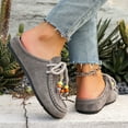 thumbnail image 3 of Gray Ladies Flat Shoes Beaded Laced Soft Flock Moccasin Stitching Ethnic Inspired Slip On Versatile Casual Light Daily Wear Size 36, 3 of 5