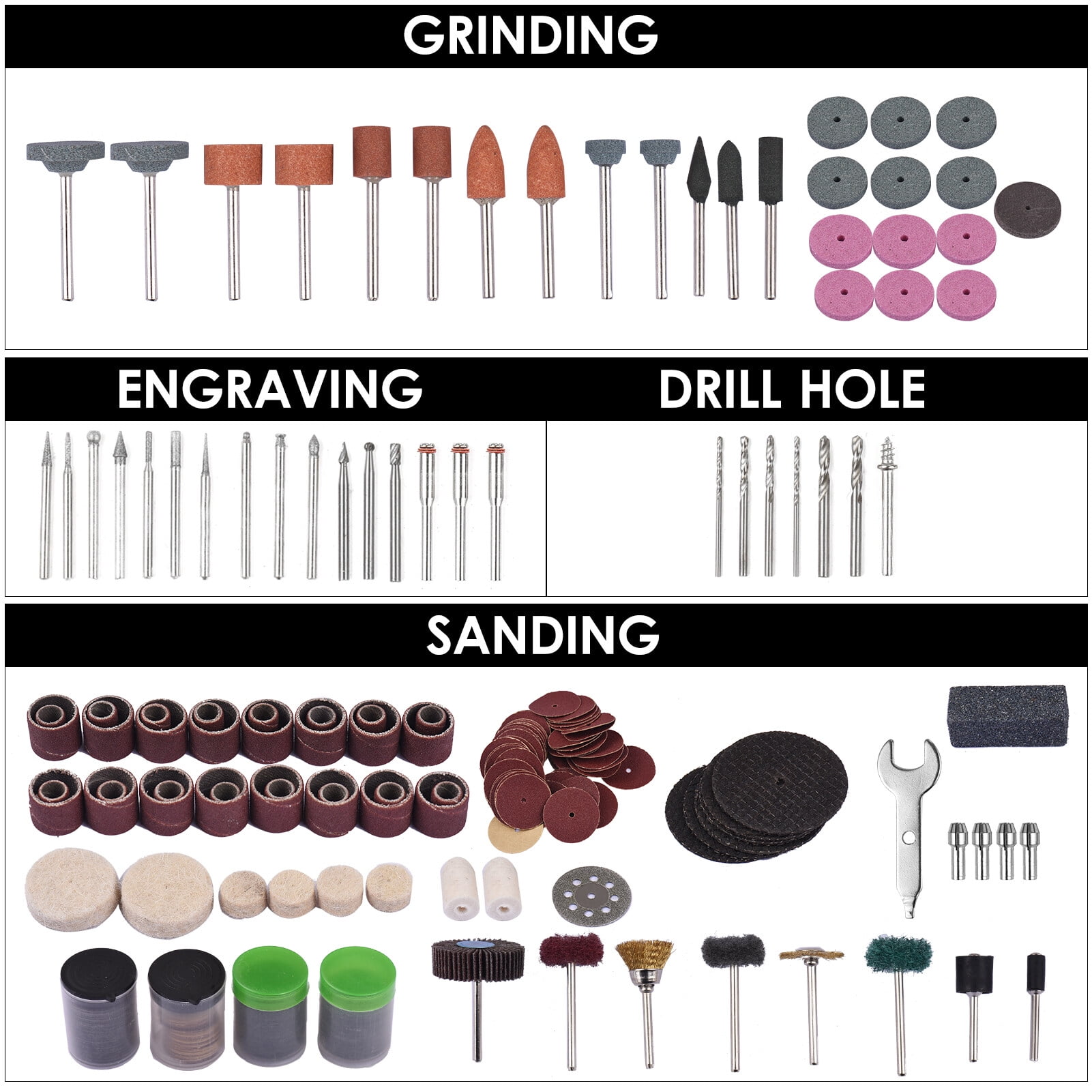 Drilling bit,Rotary Tool Set 1/8-inch Shank Tool Kit 508pcs Kit 508pcs Rotary Shank Metal Anrio Bit Siuke Rotary Set 18-inch Shank Qisuo Wood