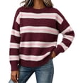 thumbnail image 2 of Zeijnsda Womens Winter Sweaters Thicken Warm Striped Sweaters Crew Neck Knit Pullover Sweaters for Women, 2 of 7