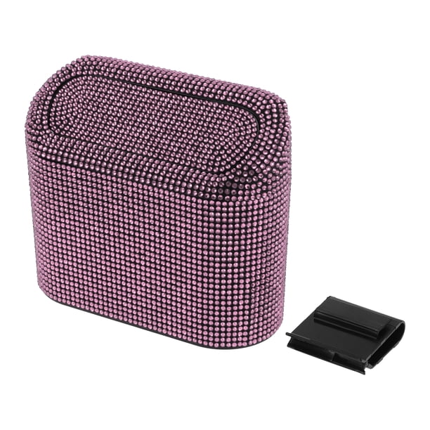 Bote de Basura para Automóvil con Rhinestones, Colgante para Puerta de Automóvil, Bote de Basura ABS 1 Pcs Rosa, Negro
