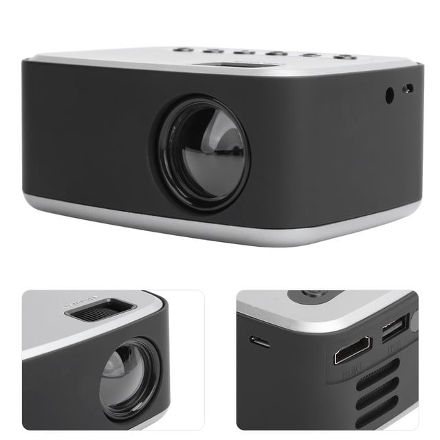 Proyector Portátil, Mini Proyector Pantalla Grande 1920X1080P Proyector HD Diseño De Enfoque Corto Con Luz LED Para Auriculares Computadoras Para Cine En Casa