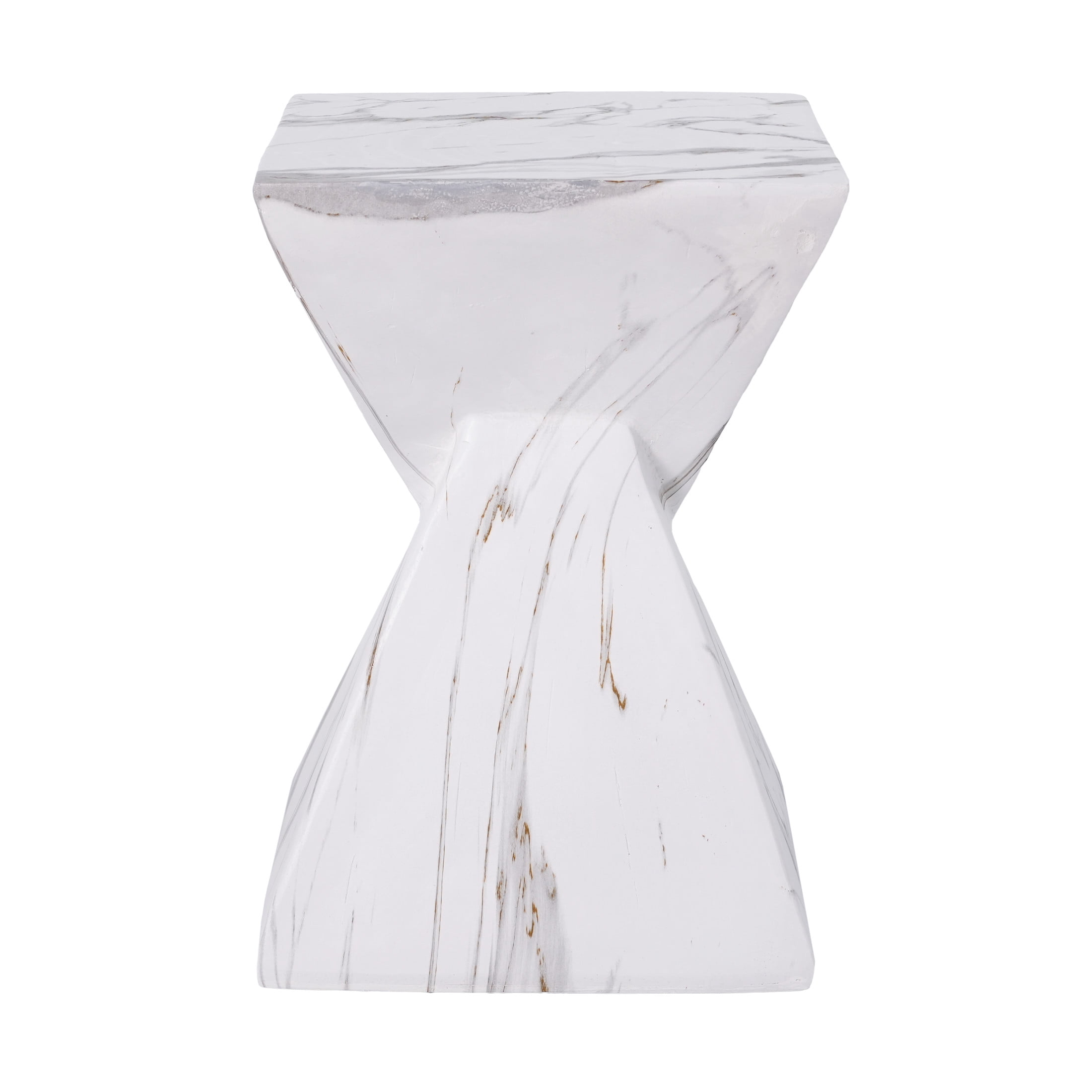 Christopher Knight Home 18.5" Modern Geometric Concrete Accent Side Table, White Marble