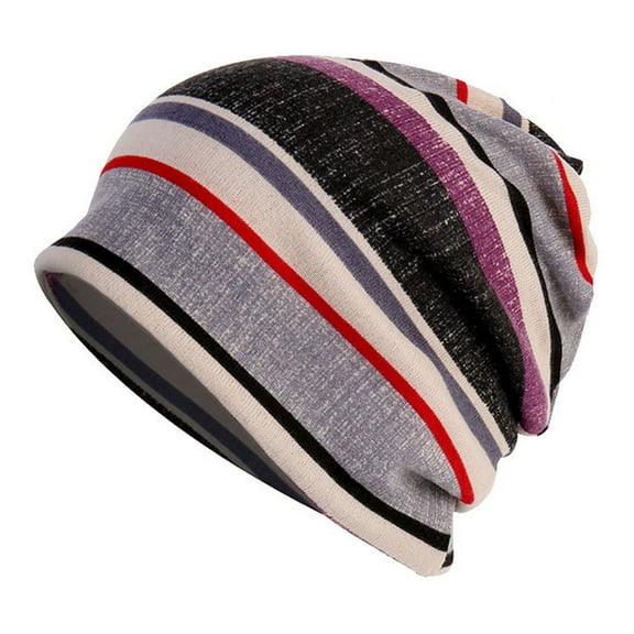 Winter Beanie Cap Unsiex Striped Color Hip Hop Knitted Hat for Women Men Ear Warm Hat for Cold Weather