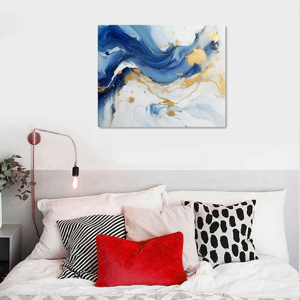 JEUXUS  Blue Grey Abstract Canvas Wall Art Decor Fantasy Modern Artwork Painting for Living Room Bedroom  Wall Pictures Graffiti on White Background