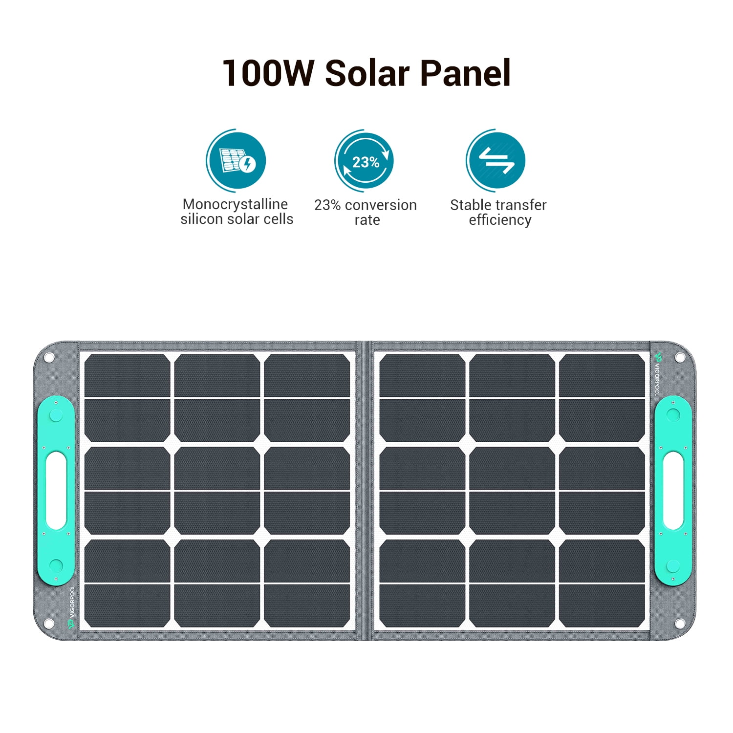 VIGORPOOL 100W 19.8V Portable Solar Panel for Power Station with SunPower Cells Foldable Solar Charger with Adjustable Kickstand for Outdoor Camping,RV,off Grid System,Gray