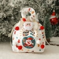 thumbnail image 1 of Christmas Produce Gift Bag | White Cloth Drawstring Tote with Red Ribbon Gold Print | Reusable Decorative Holiday Storage for Fruits Vegetables Ornaments, 1 of 6
