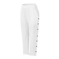 thumbnail image 2 of Hot Sale!BKQCNKM Linen Pants Women, Petite Pants for Women, Flowy Pants for Women, Women Fashion Solid Color Cotton Elastic Long Pants Beach Leisure Trousers a Of, Gauze Pants, White XL, 2 of 4