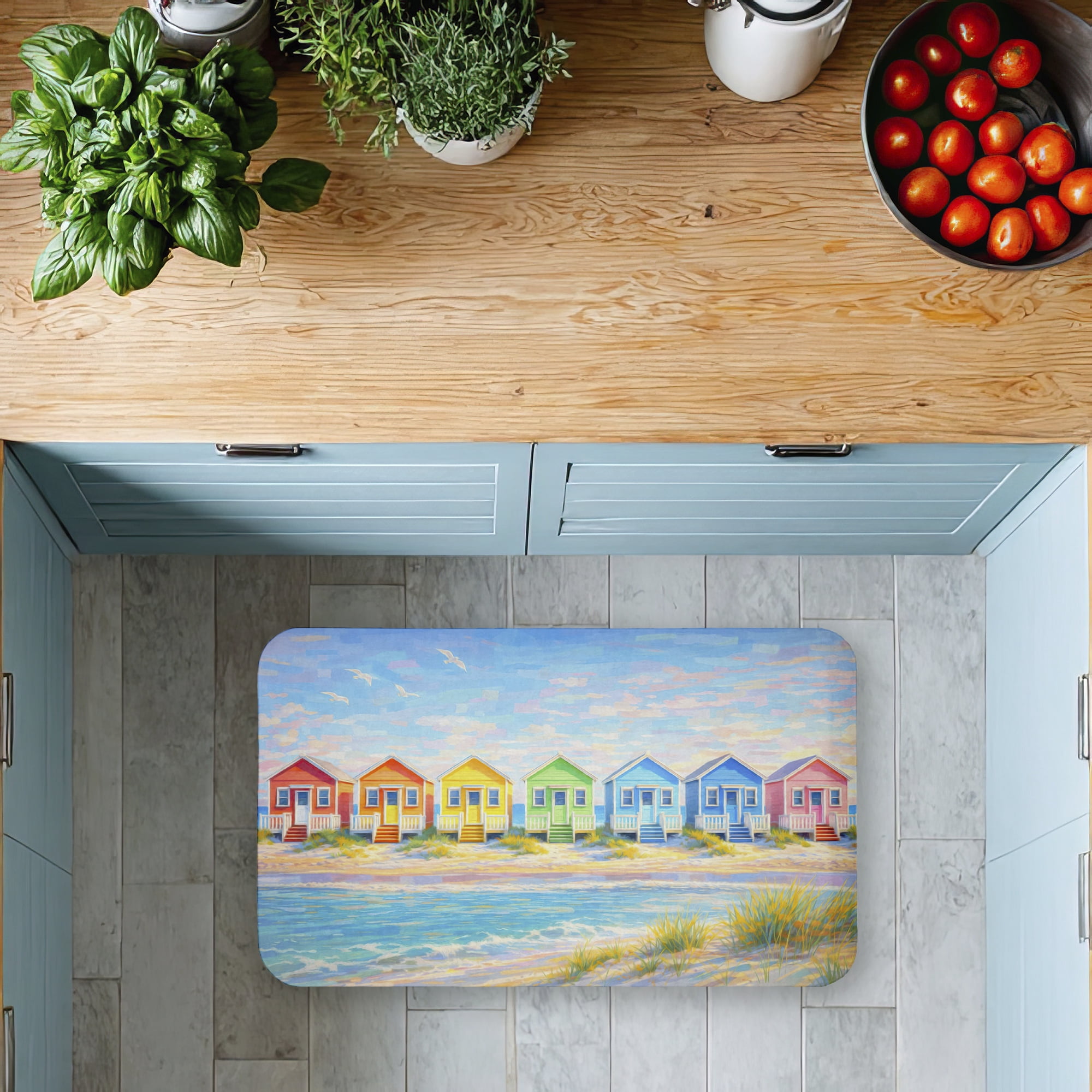Stupell Industries Rainbow of Beach Cottages Printed Anti-Fatigue Floor Mat, design by Ziwei Li
