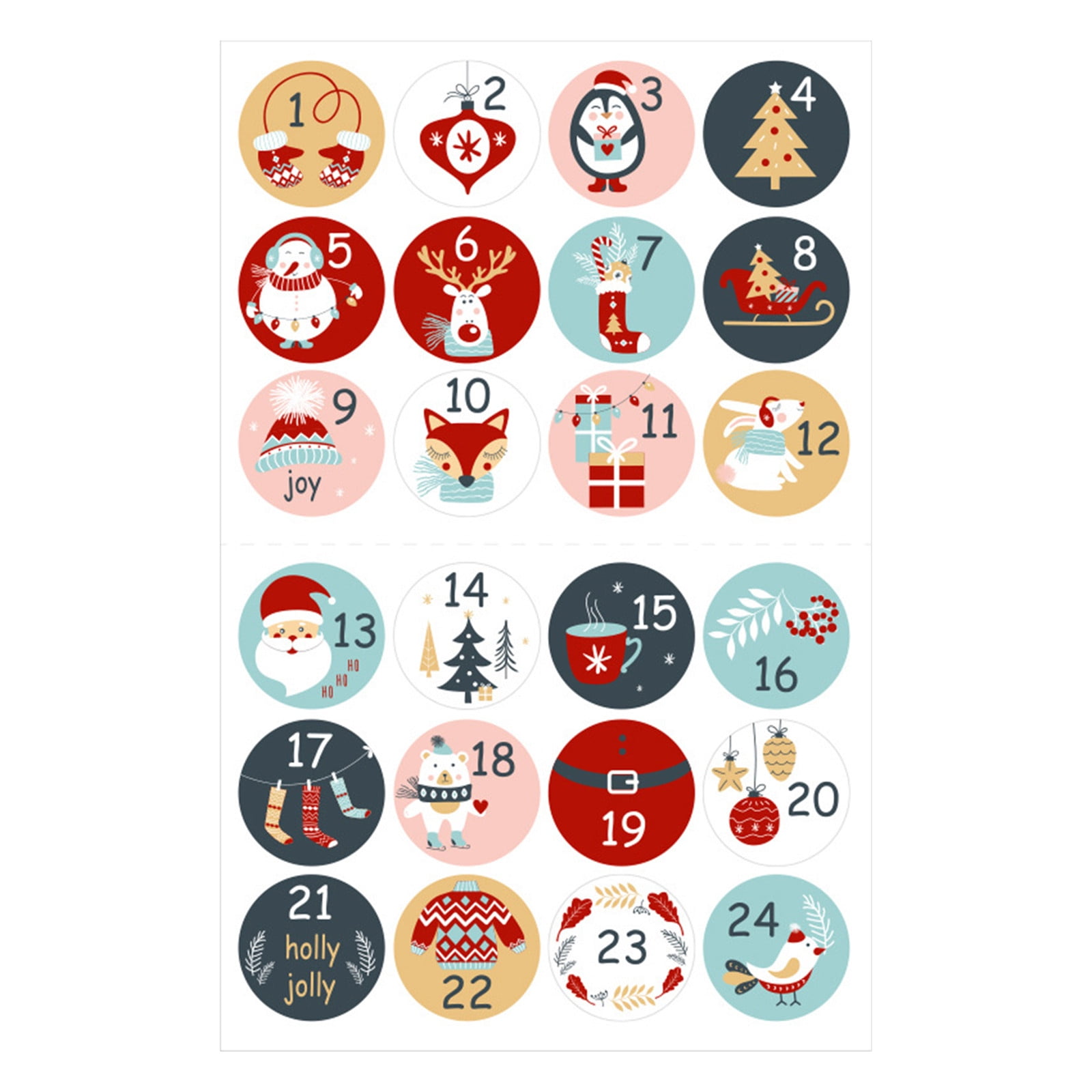 Details about   24 Advent Countdown to Christmas stickers 
