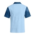 thumbnail image 5 of Blekii Men's Denim Patchwork Short Sleeve Polo Shirt Slim Fit Casual Button down Light Blue 2Xl, 5 of 7