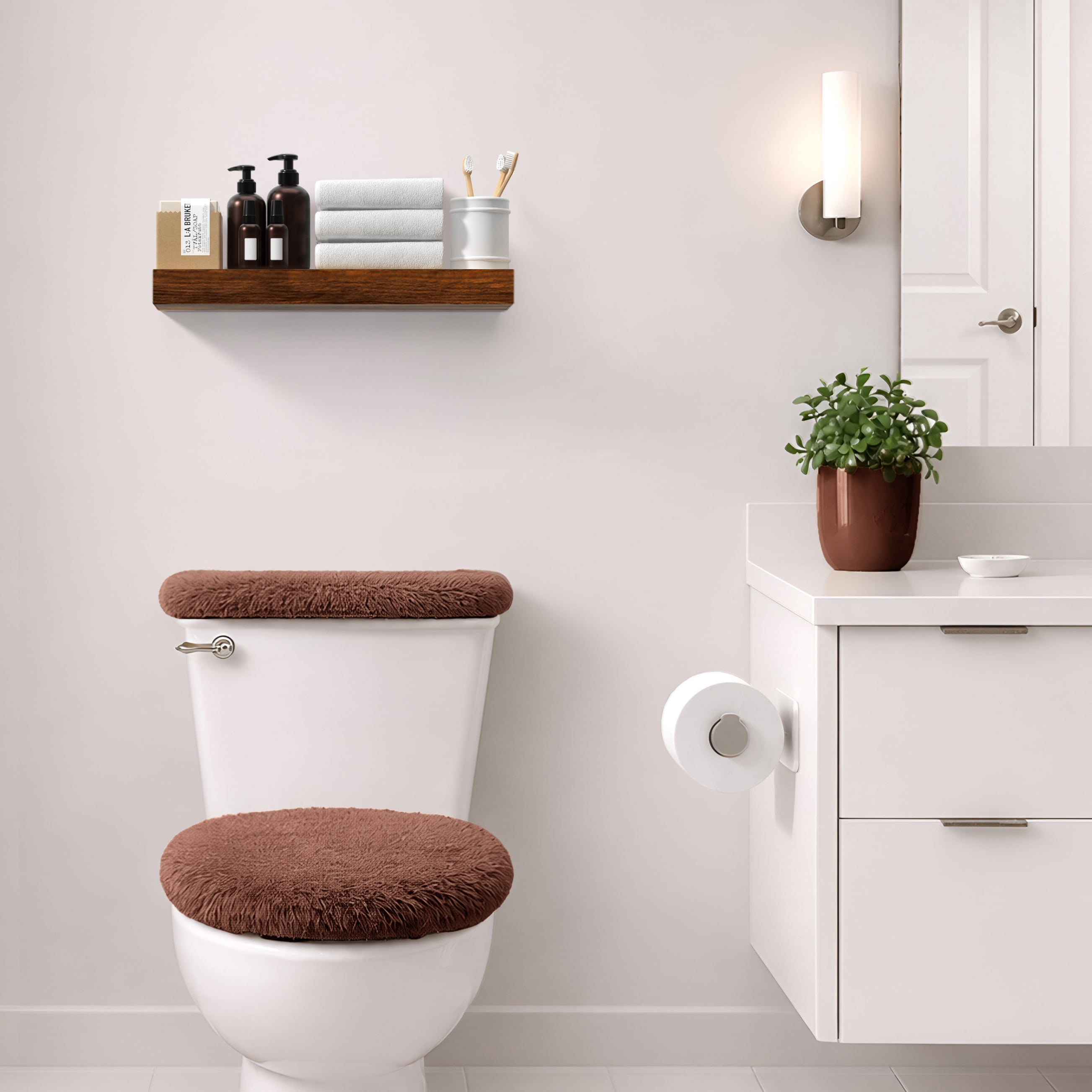 Sorbus 16.25" Floating Wall Shelf, Walnut, Invisible Brackets, Bathroom, Bedroom & Home Decor