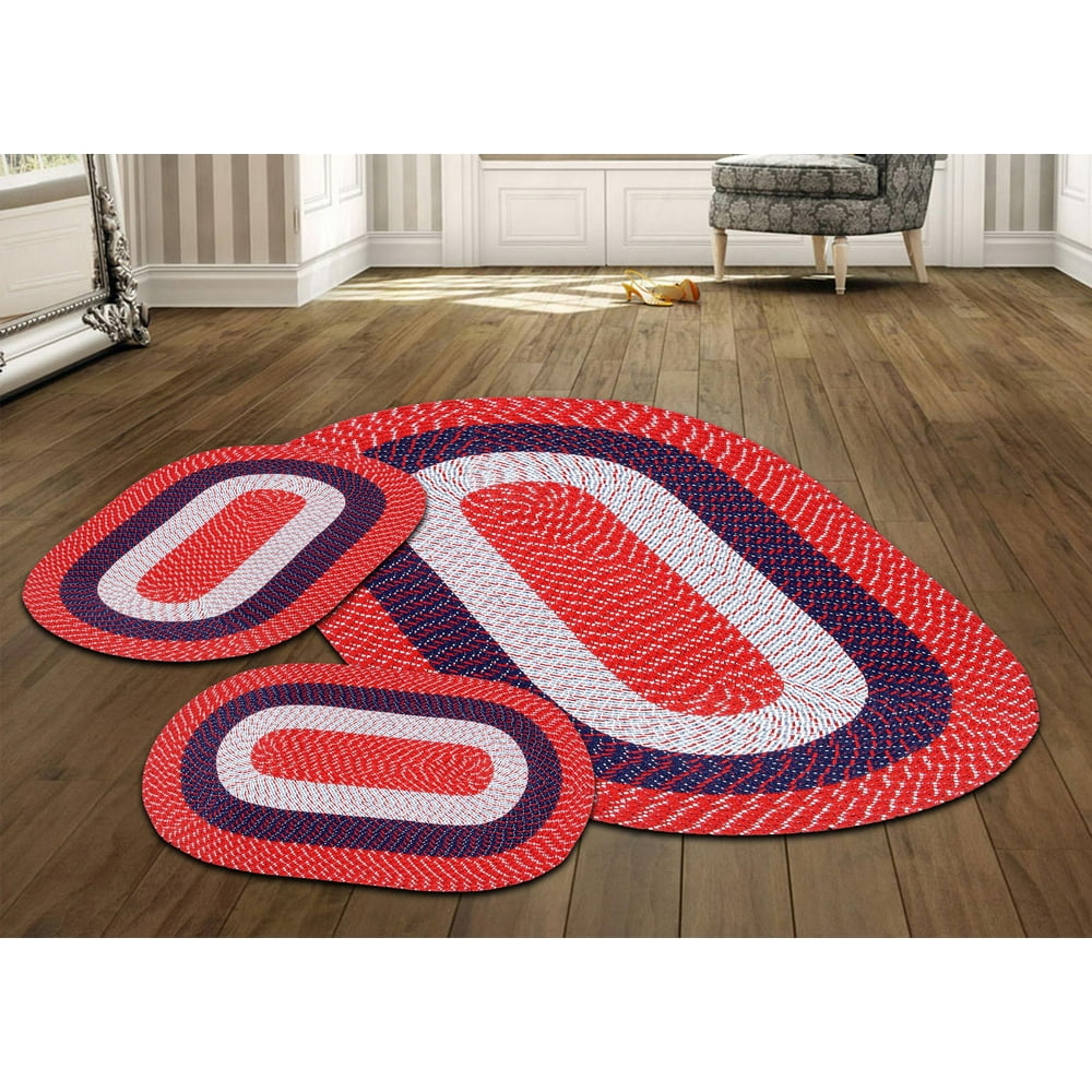 Better Trends Country Braid 3 Piece Set Reversible Indoor Area Utility