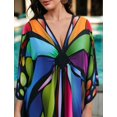 thumbnail image 4 of Edolynsa Plus Szie Bikini Cover up Turkish Kaftan Dresses Animal Print Caftan Tunic Long Beach Maxi Dress Batwing Sleep Wear, 4 of 9
