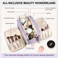 thumbnail image 2 of Bolsa de maquillaje de viaje HauteHues de gran capacidad, impermeable, color morado, 2 of 6