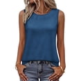 thumbnail image 6 of Omexry Womens Workout Tops Women's Crew Neck Sleeveless Tank Tops Casual Loose Curved Hem Basic Shirts Summer Solid Color Blouses, 6 of 9