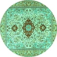 thumbnail image 1 of Ahgly Company Indoor Round Persian Turquoise Blue Traditional Area Rugs, 7' Round, 1 of 4
