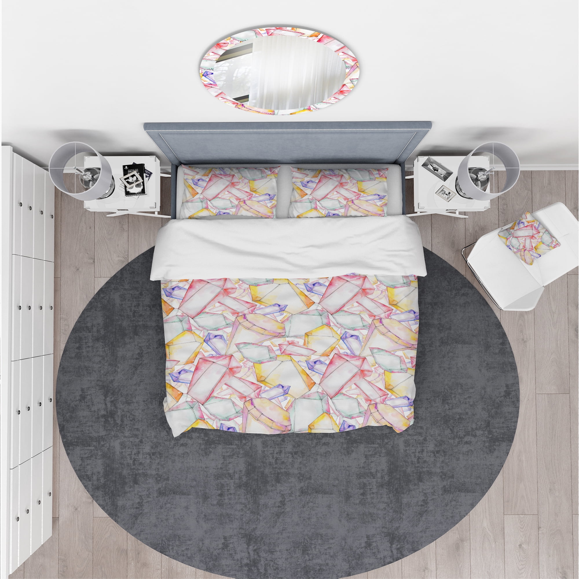 Designart 'Colorful Diamond Rock Jewelry Mineral' Modern & Contemporary Duvet Cover Set