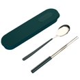 thumbnail image 1 of 1 Set Cutlery Spoon Fork Food Grade Mirror Polish Smooth Edge Reusable Heat-Resistant Dinning Stainless Steel Spoon Fork Chopsticks Flatware with Storage Box Set for Home, 1 of 8