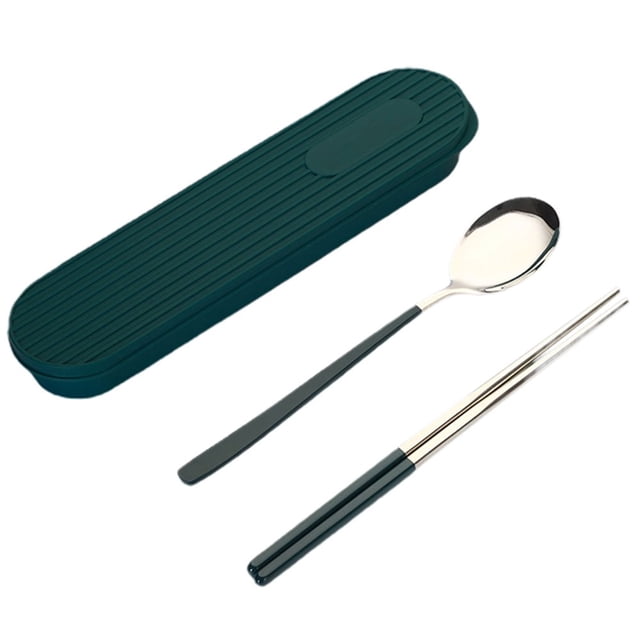 1 Set Cutlery Spoon Fork Food Grade Mirror Polish Smooth Edge Reusable Heat-Resistant Dinning Stainless Steel Spoon Fork Chopsticks Flatware with Storage Box Set for Home