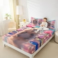 thumbnail image 4 of Homewish Cartoon Capybara Rodent Bed Sheets,Rustic Lotus Flower King Sheets,Pink Brown Sheet Set For Girls Kids,Super Cozy Room Decor,4pcs, 4 of 7