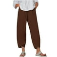 thumbnail image 2 of Women's Summer Comfortable Loose Wide Legged Fashion Solid Color Capris RXIRUCGD Café, Taille: 5TG, 2 of 5