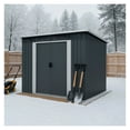 thumbnail image 4 of 8x9 Galvanized Metal Shed w/Skylight - Outdoor Storage Shed for Garden Tools, Lawn Mowers & Bikes - 29 GA Corrugated Metal, 80" Peak, Easy Assembly, 4 of 9