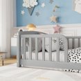 thumbnail image 5 of Leumius Twin Size Floor Fence Bed with Central Entrance, Pine Wood Floor Bed with Guardrails for Boys Girls Grey, 5 of 9