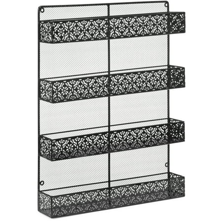 Best Choice Products 4-Tier Large Wall Mounted Wire Spice Rack Organizer,