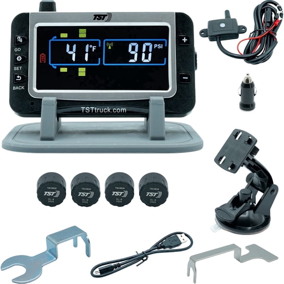 TST TRUCK SYSTEM TECHNOLOGIES 507 Series TPMS - RV Tire Pressure Monitoring System with 4 Cap Sensors & Color Display Monitor for Travel Trailers, Campers and Motorhomes