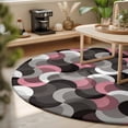 thumbnail image 3 of Round Rugs 4Ft, Pink Grey Abstract Round Area Rug Washable Indoor Throw Carpet, Modern Geometric Ombre Artwork Soft Non Slip Circle Rug for Kitchen Nursery Room Home Decor Aesthetic, 3 of 8