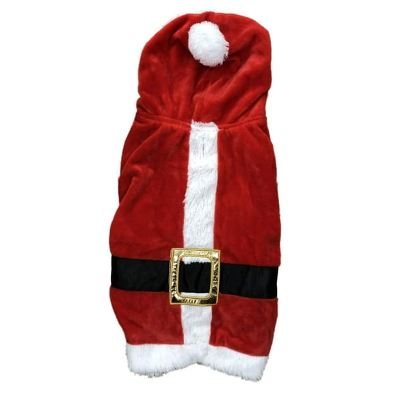 Red Holiday Christmas Santa Claus Hoodie Hat Belt Dog Pet Costume Outfit Small