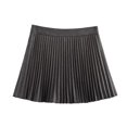 thumbnail image 5 of HH TRAF Falda mini de cintura alta con cremallera lateral para mujer, elegante, de verano, lisa, con pliegues anchos, para mujer, 5 of 5