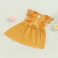 thumbnail image 2 of EIMELI Nouveau-Né Fille Robe Sans Manches Col Rond Dentelle Patchwork Bowknot Robe d'Été 0-24M, 2 of 7